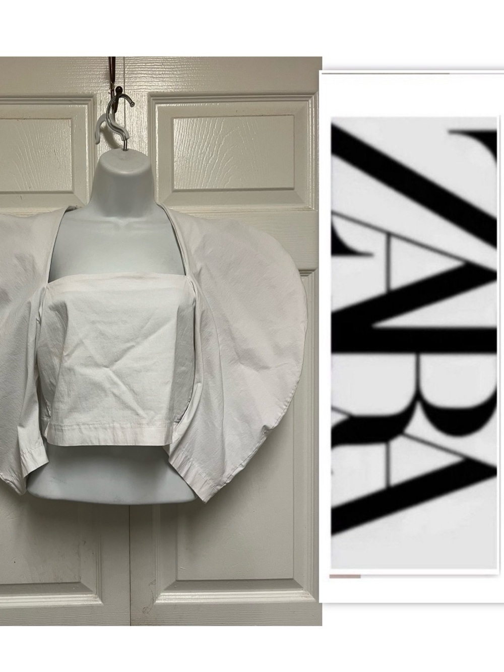 Zara White Puff Sleeve Crop Top